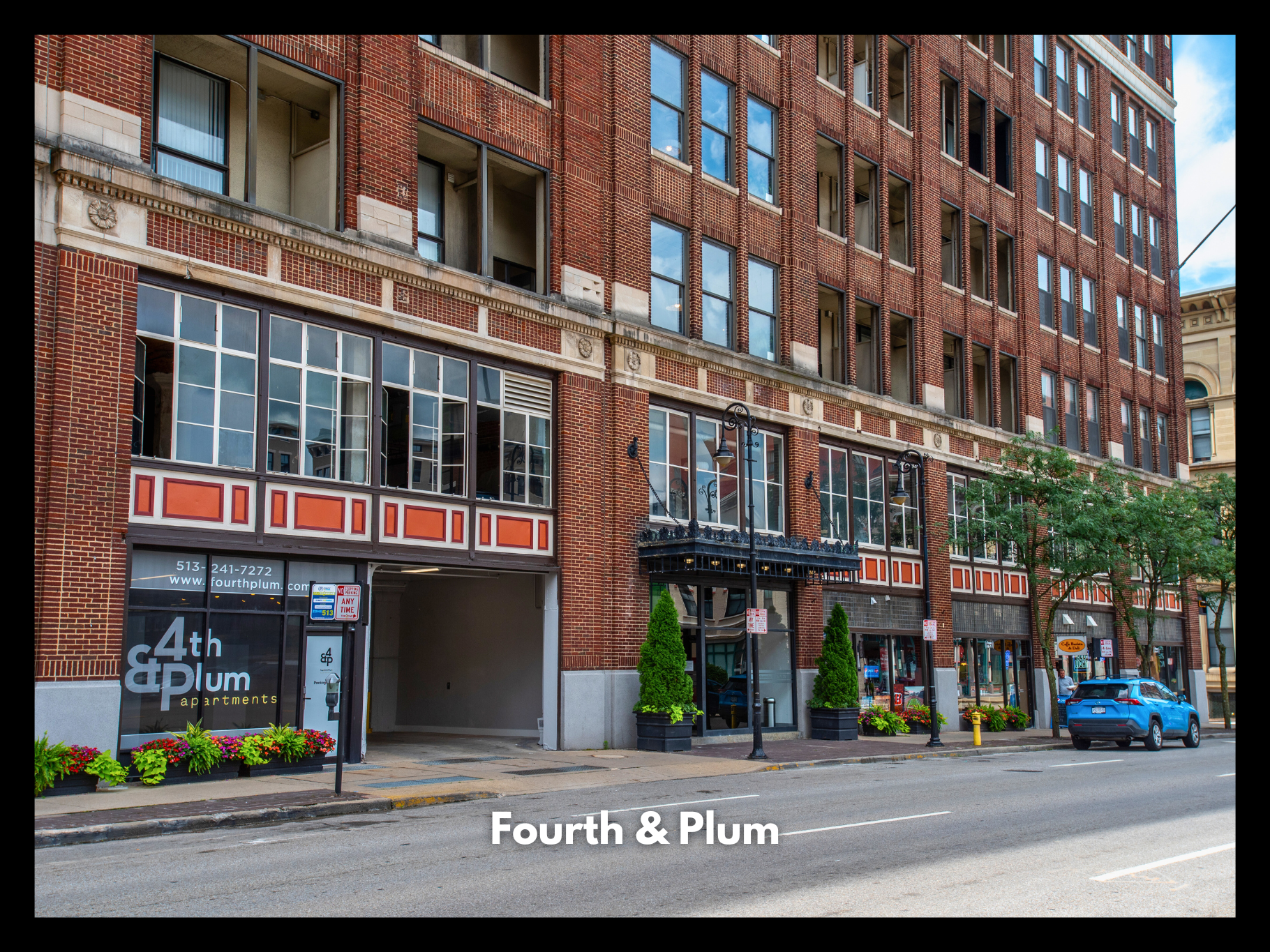 Exterior view of Fourth & Plum commercial space